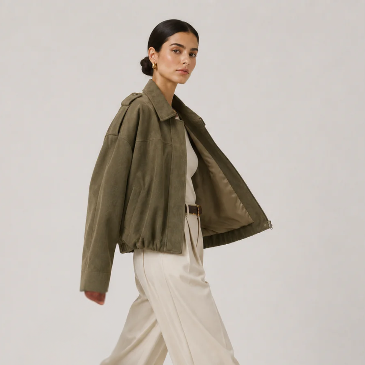 Women's Suede Jacket – Relaxed Casual Chic Cut | Refined Elegance Autumn Winter