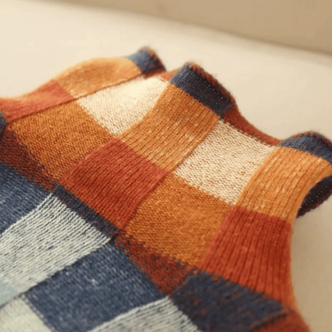 Women's Patchwork Cashmere Turtleneck – Luxurious Knit Long Sleeve | Elegance & Warmth