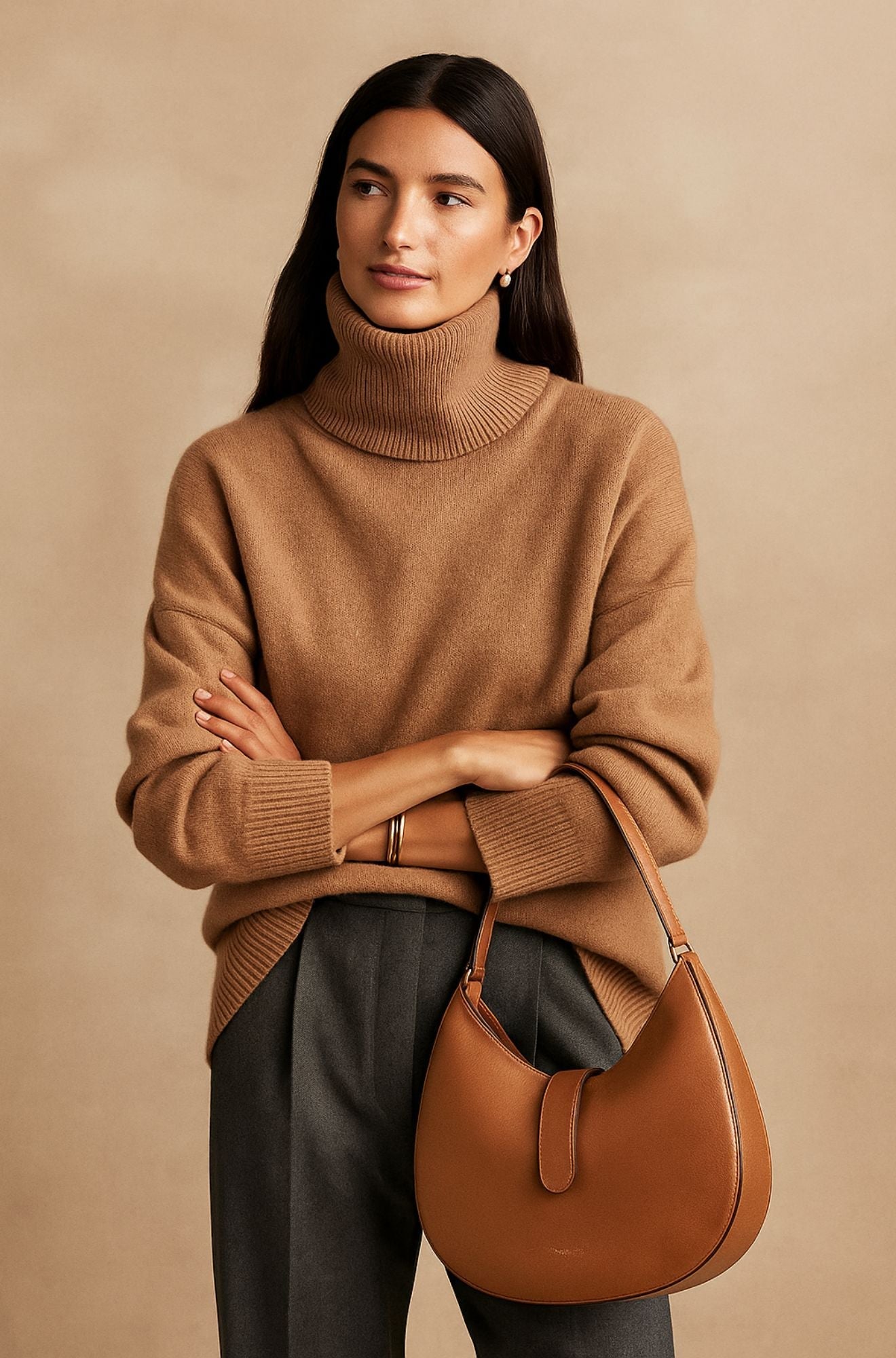 Women's Oversized Cashmere Turtleneck – Long Sleeve Warm & Soft | Casual Chic Winter Style