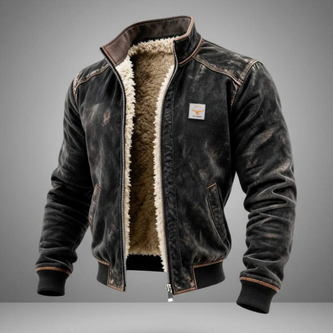 Men's Vintage Leather Jacket – Cosy Lining Warm | Retro Elegant Autumn Winter Style