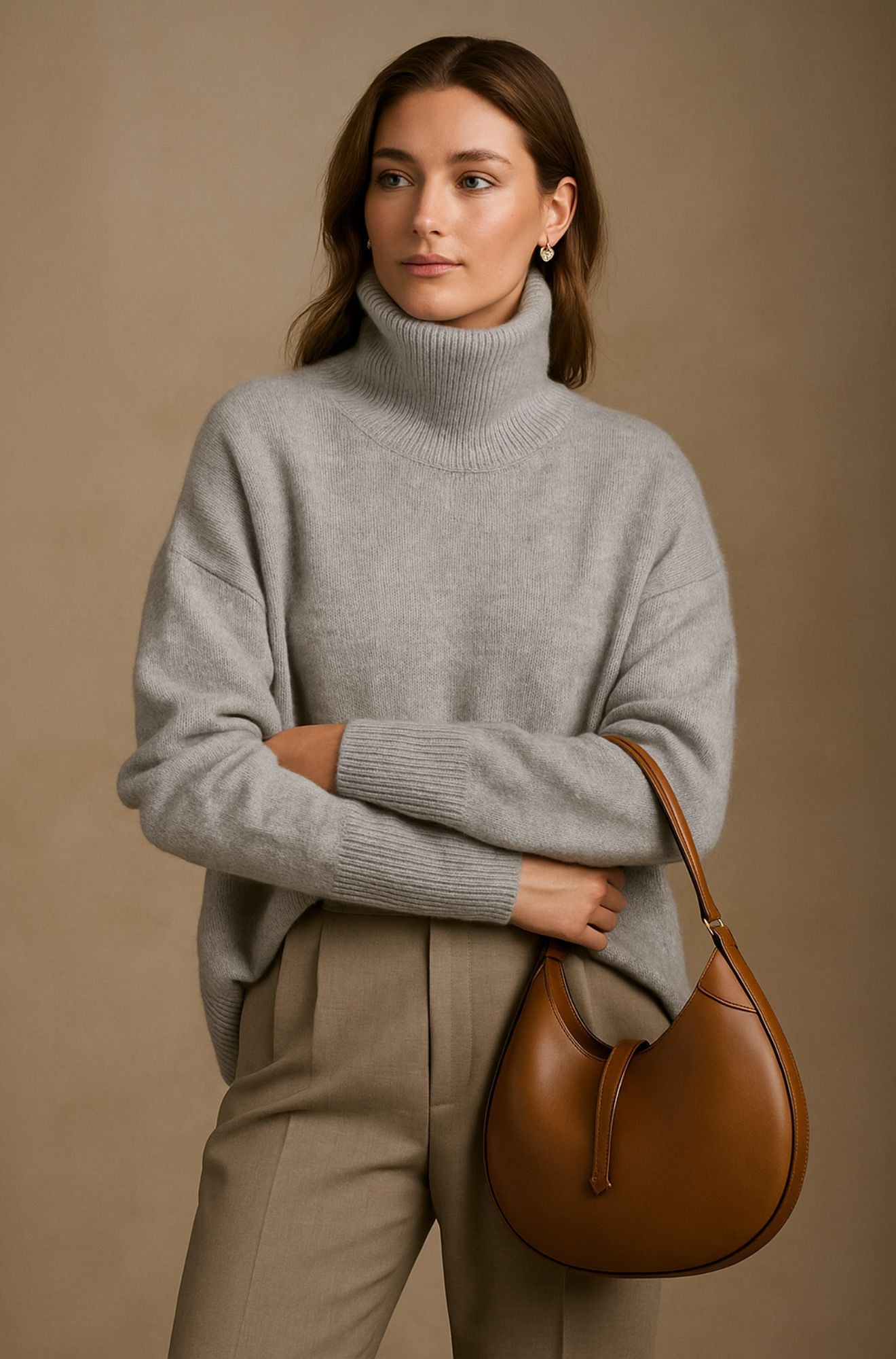 Women's Oversized Cashmere Turtleneck – Long Sleeve Warm & Soft | Casual Chic Winter Style