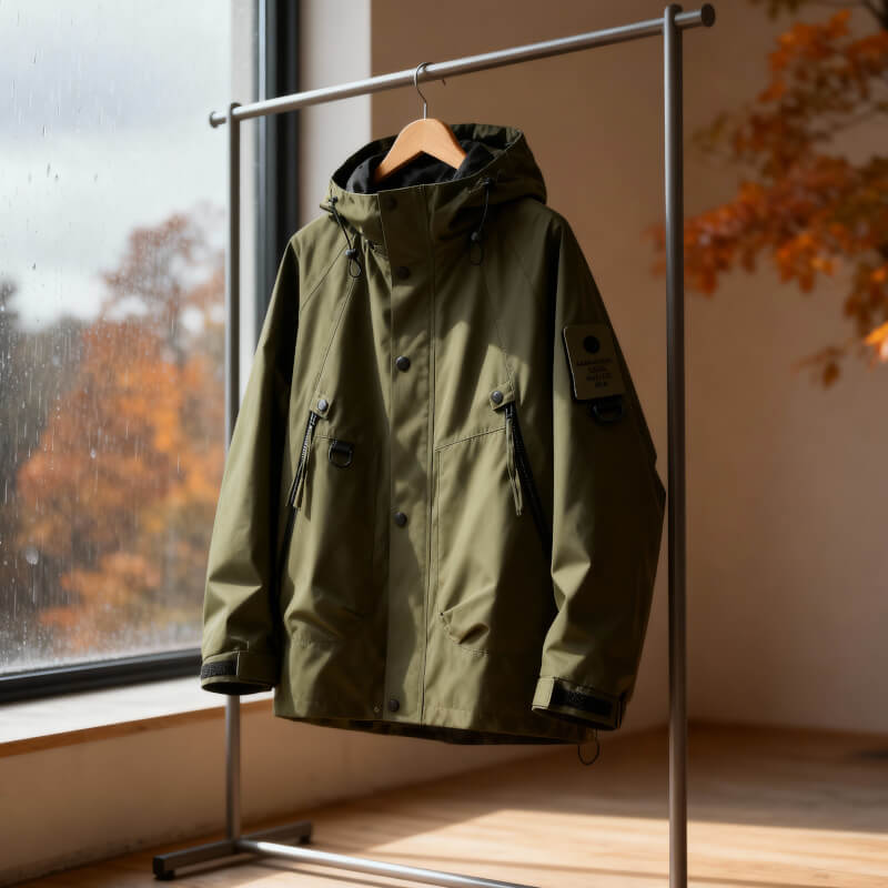 Men's Waterproof Softshell Jacket – Adjustable Hood Lightweight | Modern Outdoor Autumn Style