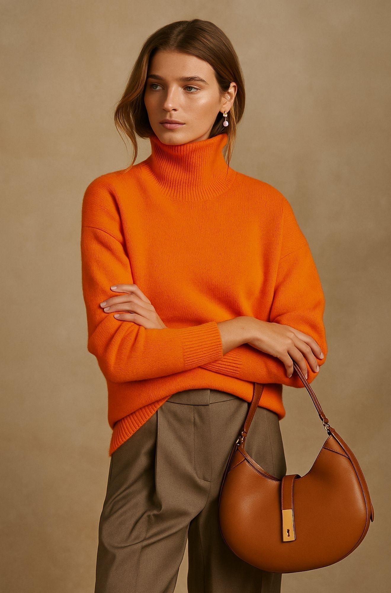 Women's Oversized Cashmere Turtleneck – Long Sleeve Warm & Soft | Casual Chic Winter Style