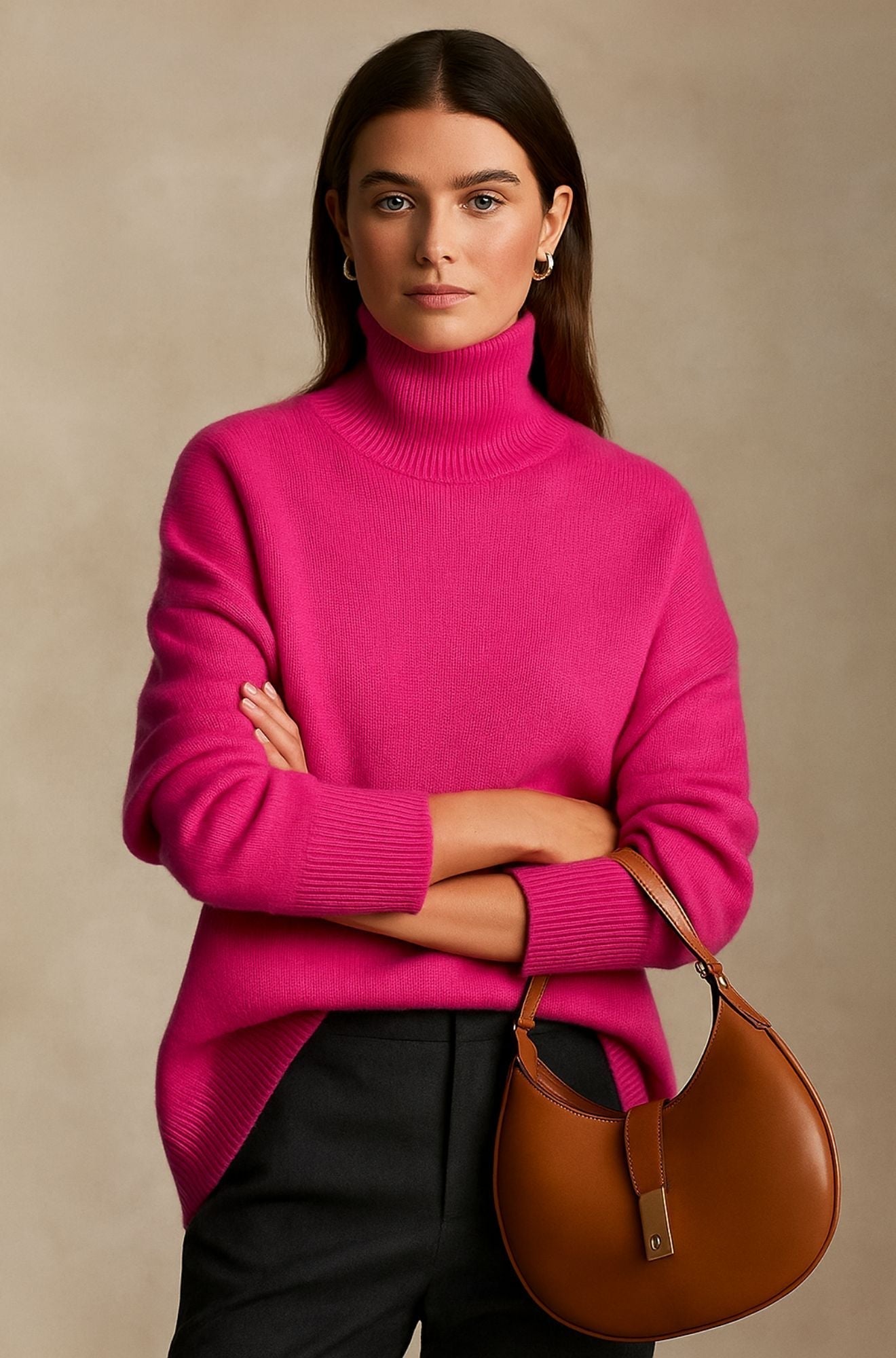 Women's Oversized Cashmere Turtleneck – Long Sleeve Warm & Soft | Casual Chic Winter Style