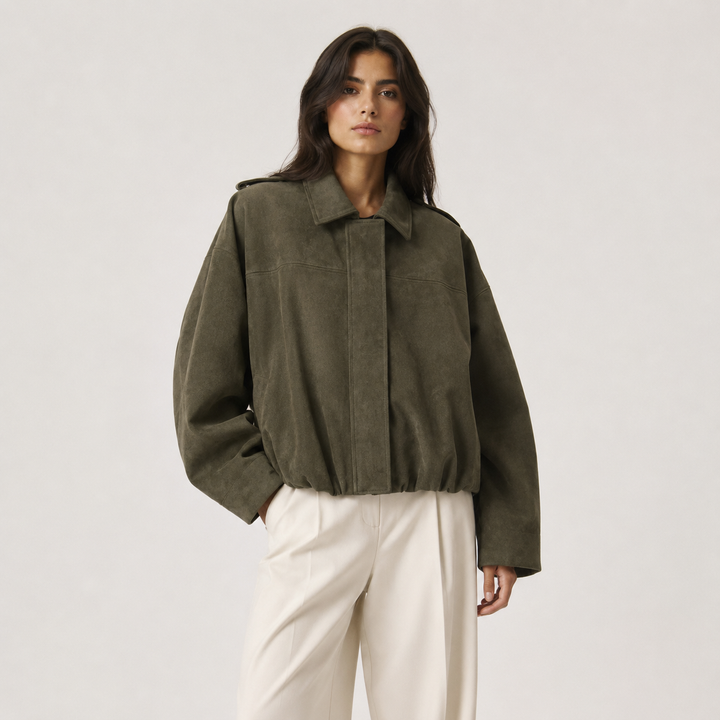 Women's Suede Jacket – Relaxed Casual Chic Cut | Refined Elegance Autumn Winter
