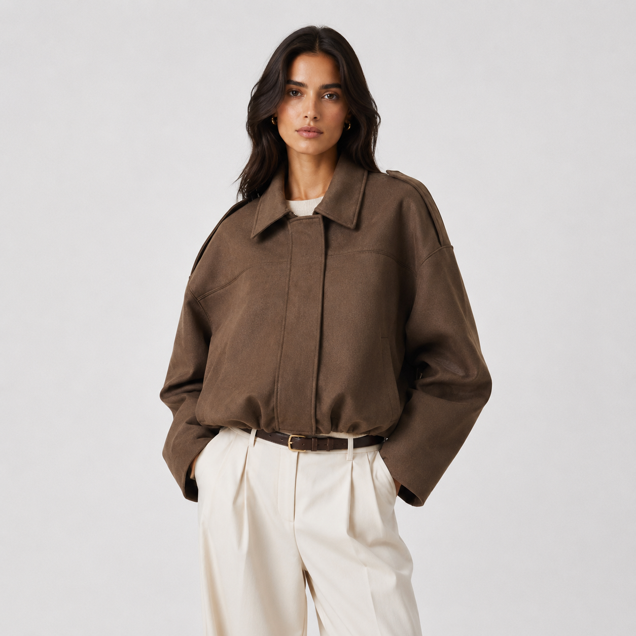 Women's Suede Jacket – Relaxed Casual Chic Cut | Refined Elegance Autumn Winter
