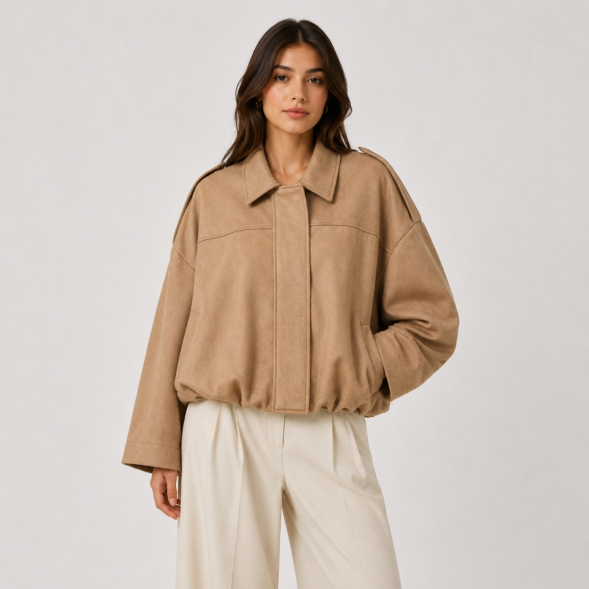 Women's Suede Jacket – Relaxed Casual Chic Cut | Refined Elegance Autumn Winter