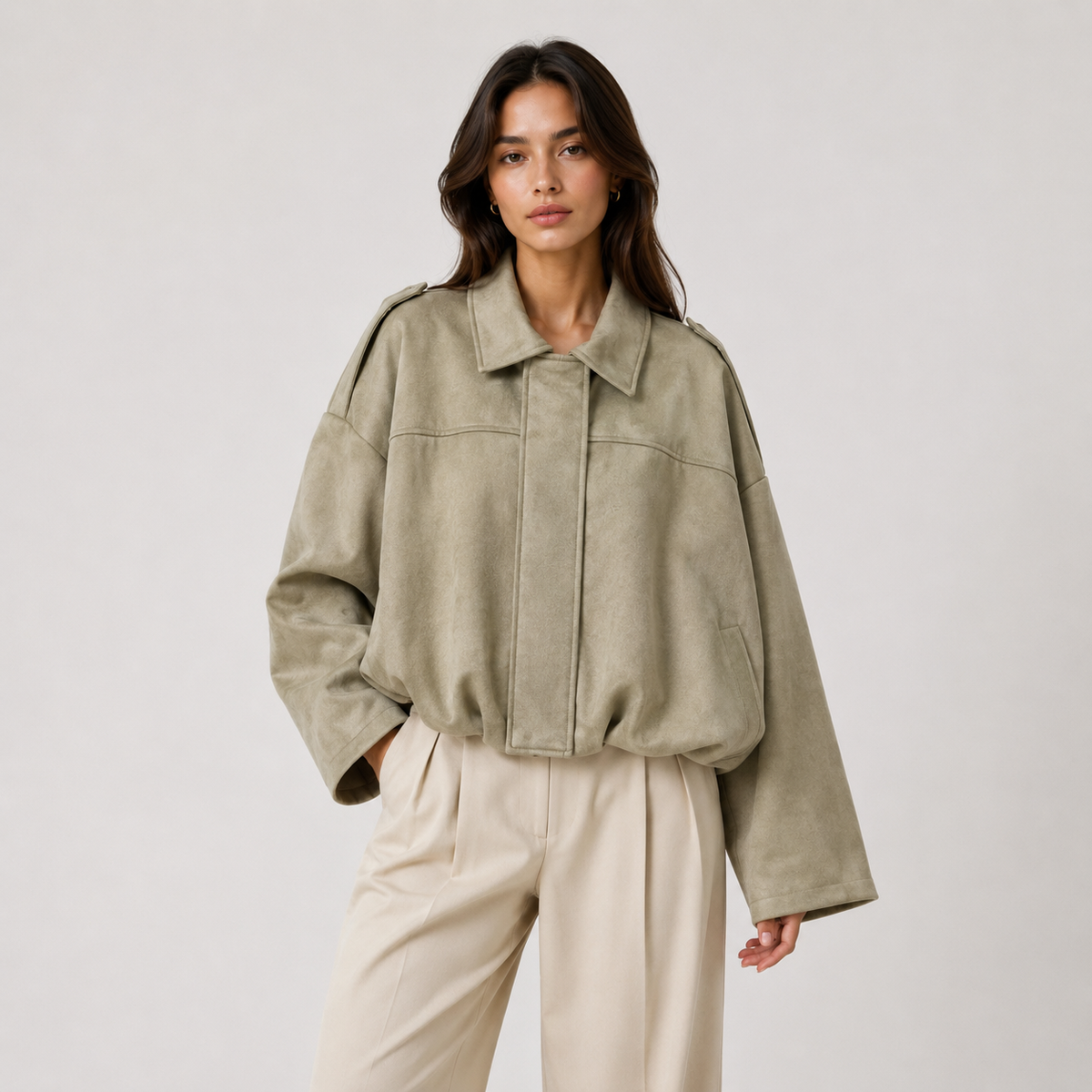Women's Suede Jacket – Relaxed Casual Chic Cut | Refined Elegance Autumn Winter