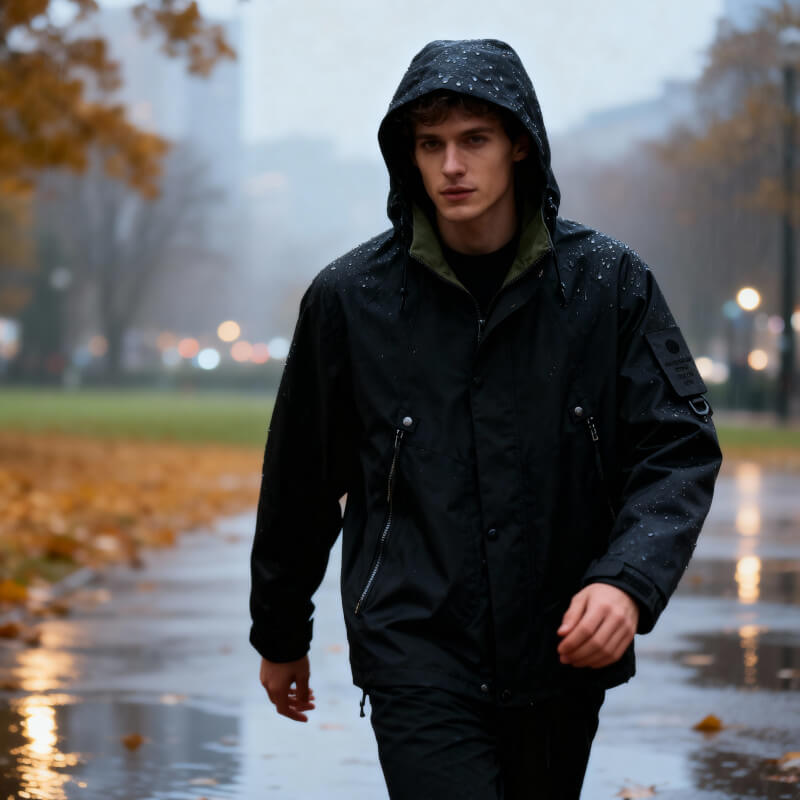 Men's Waterproof Softshell Jacket – Adjustable Hood Lightweight | Modern Outdoor Autumn Style
