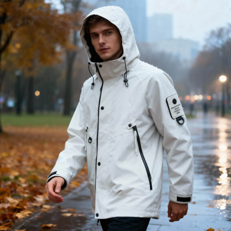 Men's Waterproof Softshell Jacket – Adjustable Hood Lightweight | Modern Outdoor Autumn Style