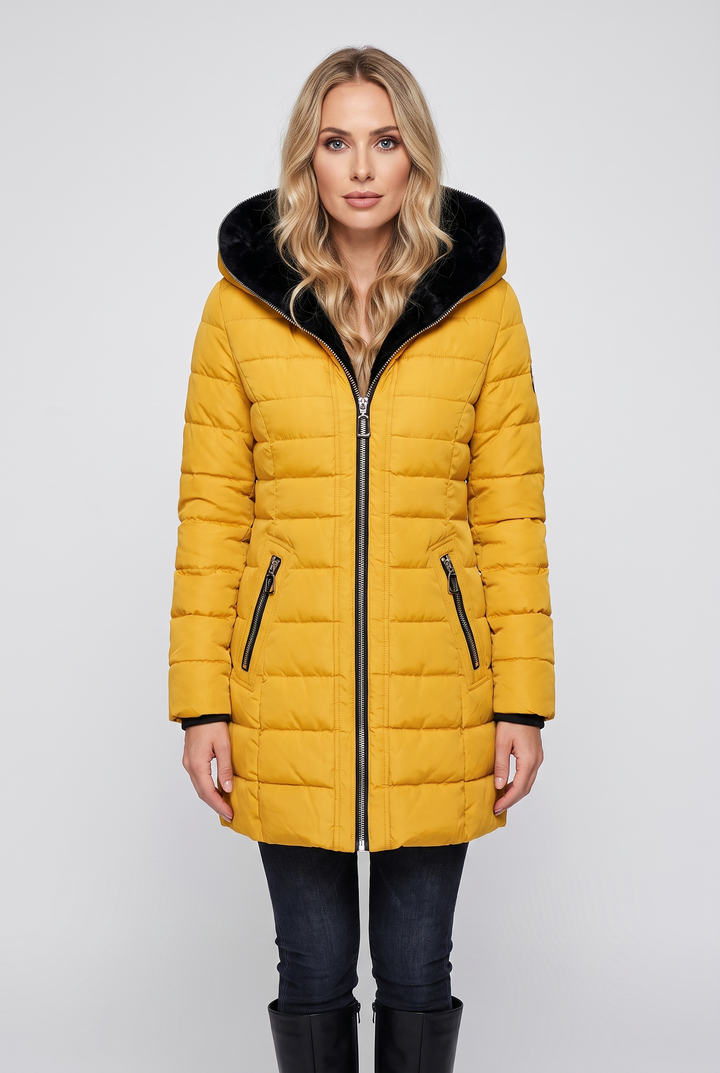 Women's Long Quilted Hooded Puffer – Warm Waterproof | Elegant Winter Style