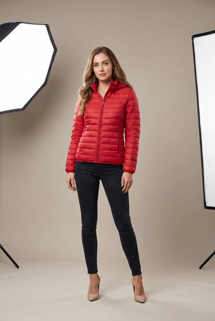 Women's Ultra-Lightweight Hooded Puffer – Down Filling Zip Closure | Warmth & Practicality