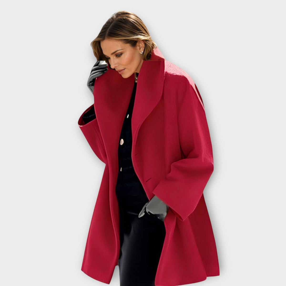 Women's Wool Windproof Coat – Slim Silhouette Button Closure | Elegance & Protection
