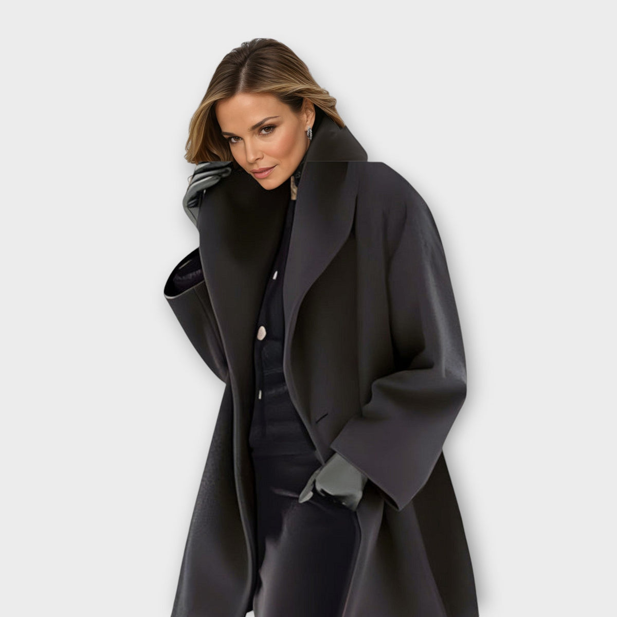 Women's Wool Windproof Coat – Slim Silhouette Button Closure | Elegance & Protection