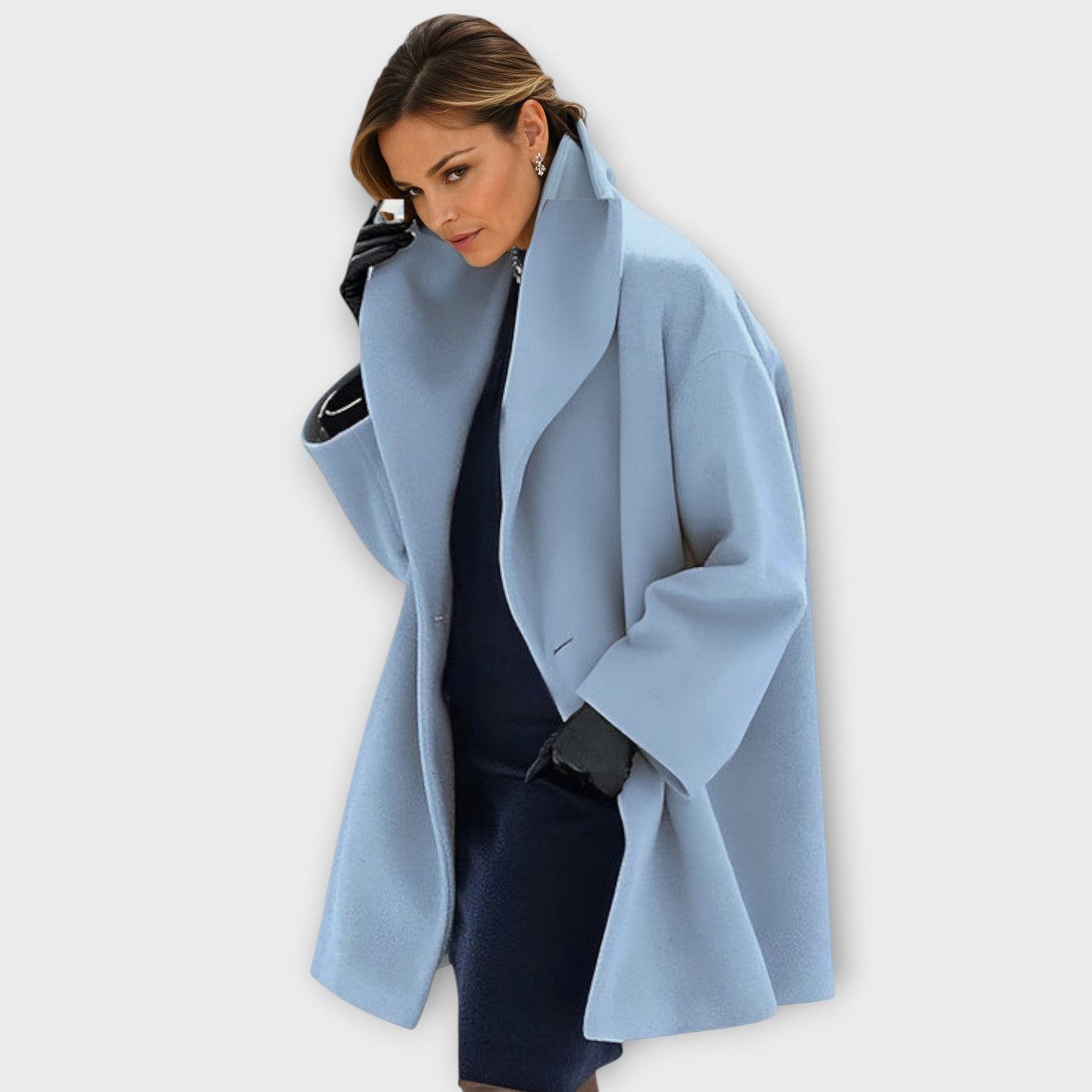 Women's Wool Windproof Coat – Slim Silhouette Button Closure | Elegance & Protection