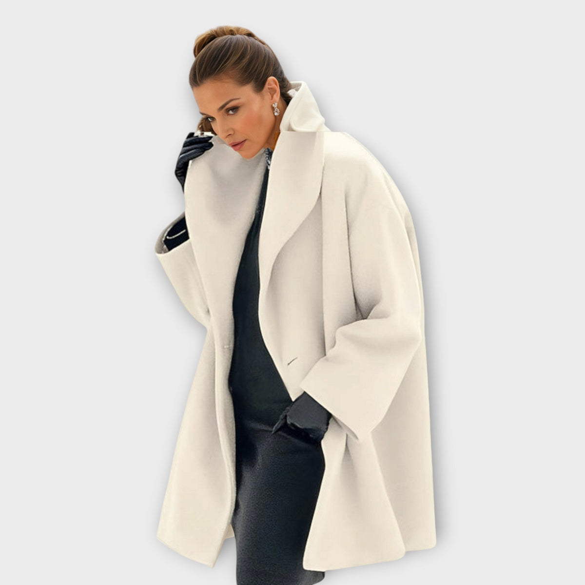 Women's Wool Windproof Coat – Slim Silhouette Button Closure | Elegance & Protection