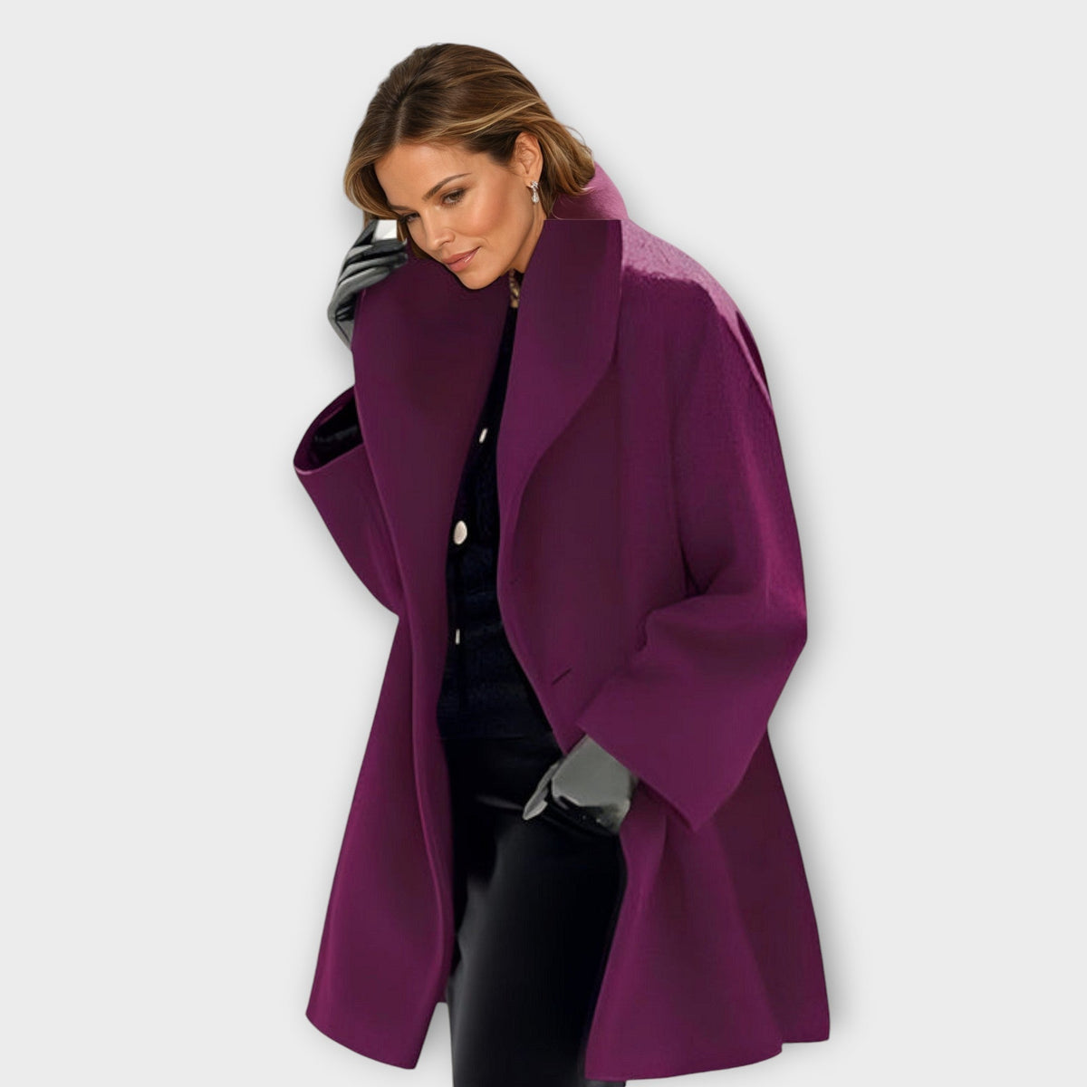 Women's Wool Windproof Coat – Slim Silhouette Button Closure | Elegance & Protection
