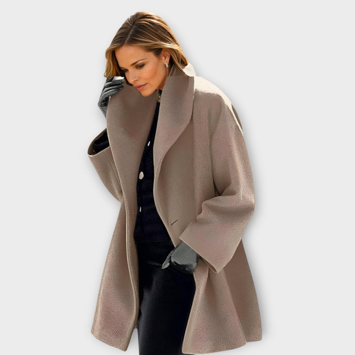 Women's Wool Windproof Coat – Slim Silhouette Button Closure | Elegance & Protection