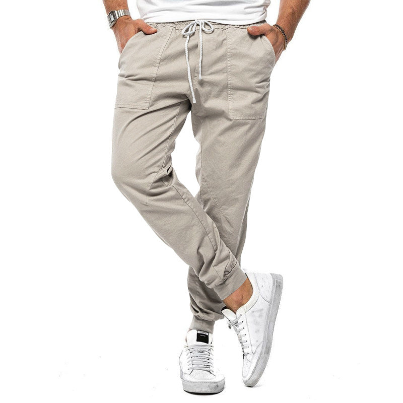 Men's Slim Fit Joggers – Elastic Waist Drawstring Patch Pockets Tapered Ankles | Comfort & Style