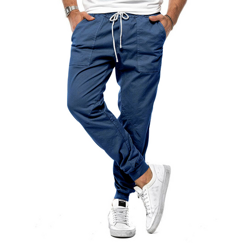 Men's Slim Fit Joggers – Elastic Waist Drawstring Patch Pockets Tapered Ankles | Comfort & Style