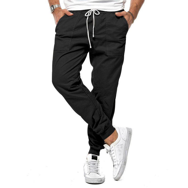 Men's Slim Fit Joggers – Elastic Waist Drawstring Patch Pockets Tapered Ankles | Comfort & Style