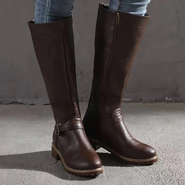Women's Orthopedic Leather Ankle Boots – Buckle Detail Grip Sole Zip Closure | Comfort & Style