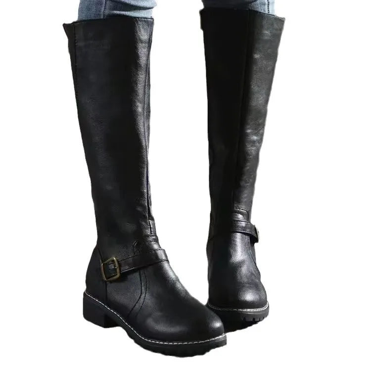 Women's Orthopedic Leather Ankle Boots – Buckle Detail Grip Sole Zip Closure | Comfort & Style