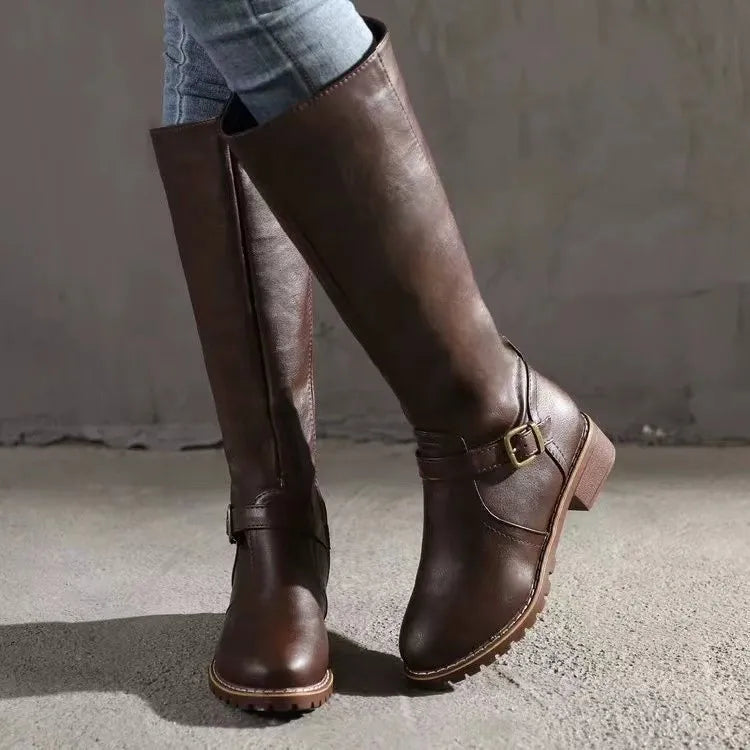 Women's Orthopedic Leather Ankle Boots – Buckle Detail Grip Sole Zip Closure | Comfort & Style
