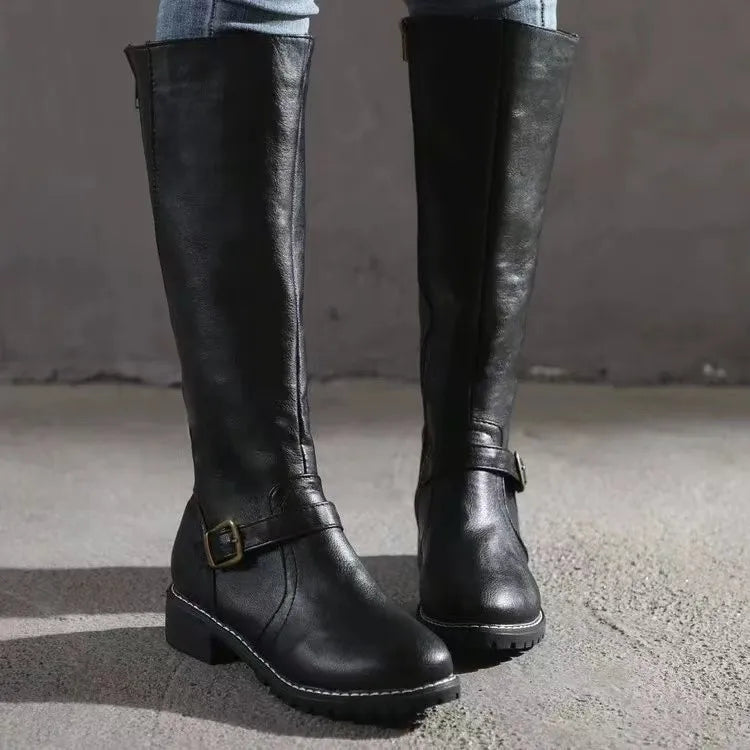 Women's Orthopedic Leather Ankle Boots – Buckle Detail Grip Sole Zip Closure | Comfort & Style