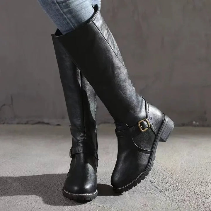 Women's Orthopedic Leather Ankle Boots – Buckle Detail Grip Sole Zip Closure | Comfort & Style