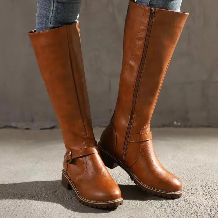 Women's Orthopedic Leather Ankle Boots – Buckle Detail Grip Sole Zip Closure | Comfort & Style